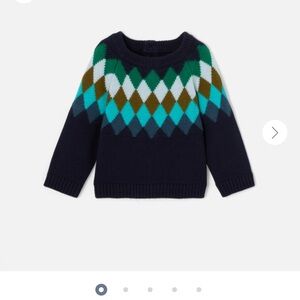 Jacadi Paris Toddler Boys Argyle Sweater, Size 36M or 2T, EUC